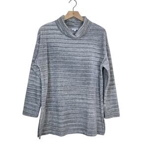 J. Jill Fit Womens S Oversized Grey Cowlneck Velour Top